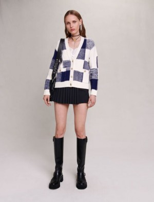 Maje Checked Knit Cardigan Dames Gekleurd | UCXZIBD-23