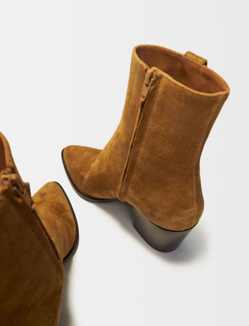 Maje Camel Suede Leren Laarzen Dames Bruin | JHVEWNG-37