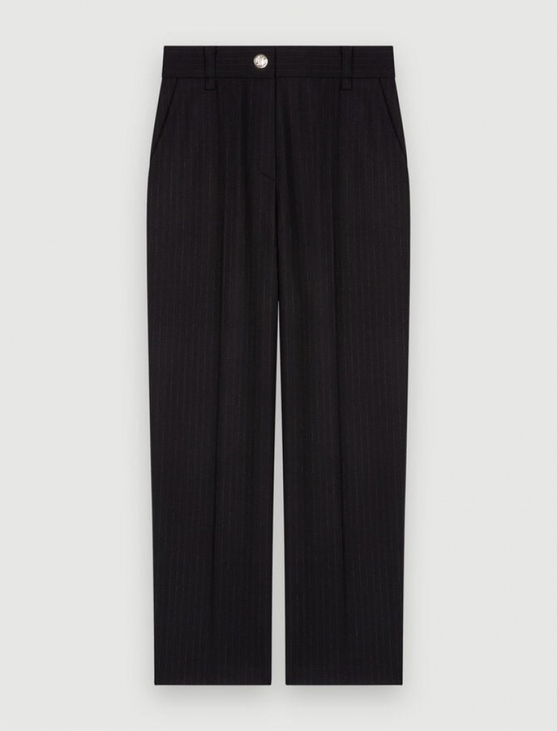 Maje Chalk-striped Suit Broek Dames Zwart | RTAKBNY-75