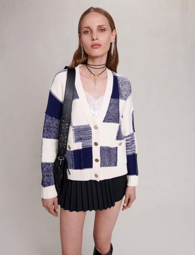 Maje Checked Knit Cardigan Dames Gekleurd | UCXZIBD-23