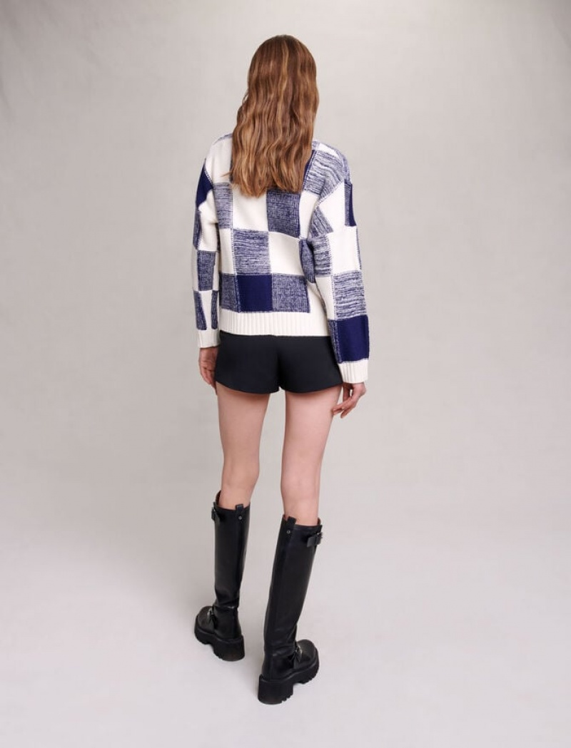 Maje Checked Knit Cardigan Dames Gekleurd | UCXZIBD-23