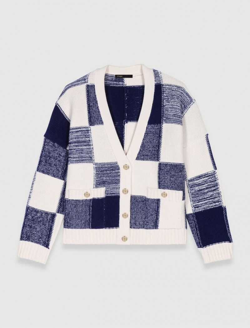 Maje Checked Knit Cardigan Dames Gekleurd | UCXZIBD-23