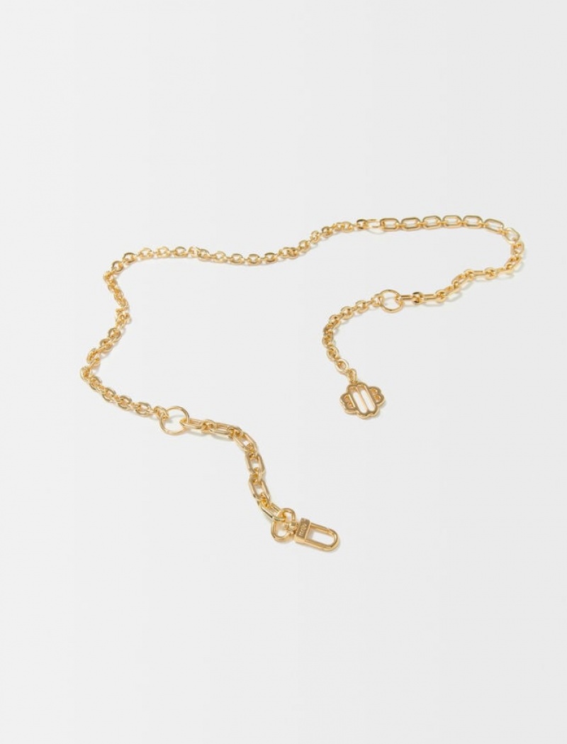 Maje Clover Logo Chain Riemen Dames Goud | GZMKCFA-63