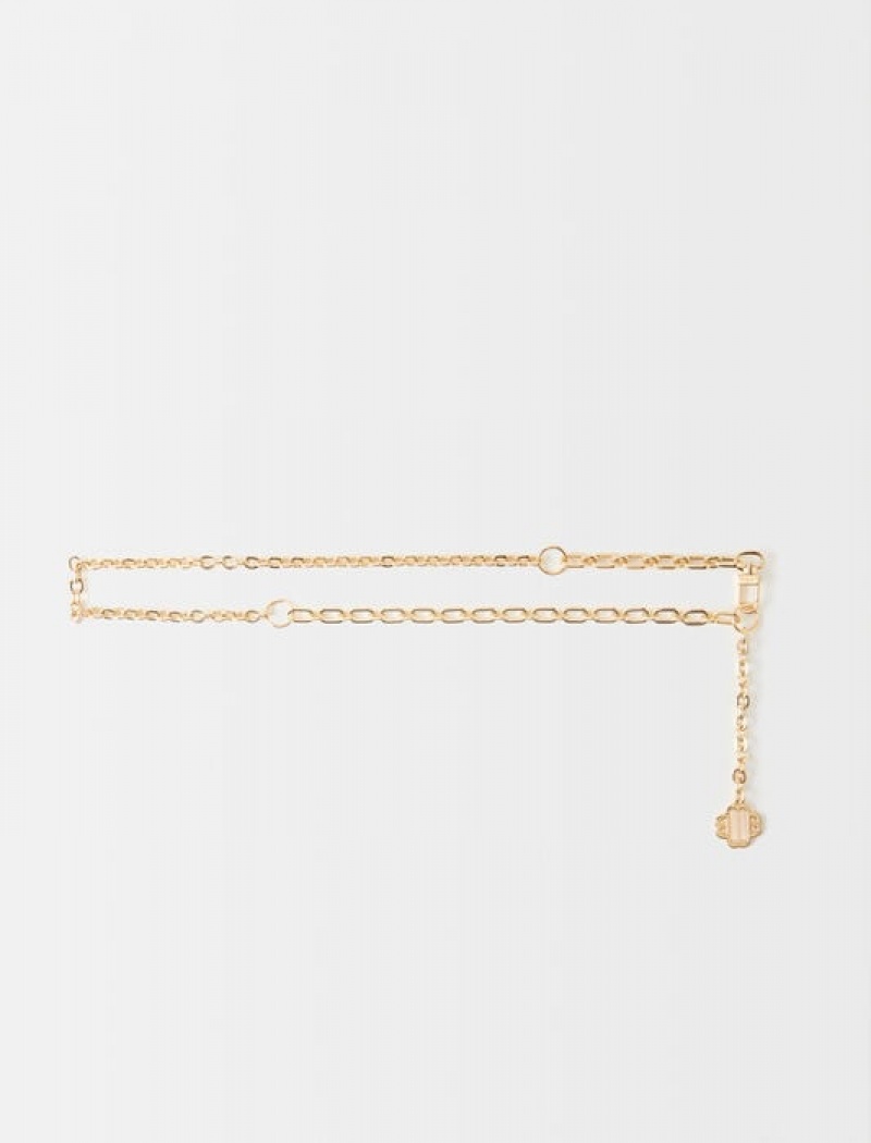 Maje Clover Logo Chain Riemen Dames Goud | GZMKCFA-63