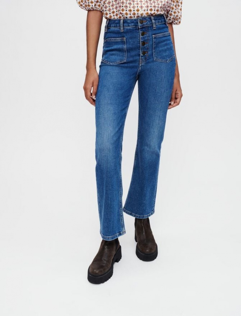 Maje Double-pocket With A Slight Flare Jeans Dames Blauw | JWZXCFR-02