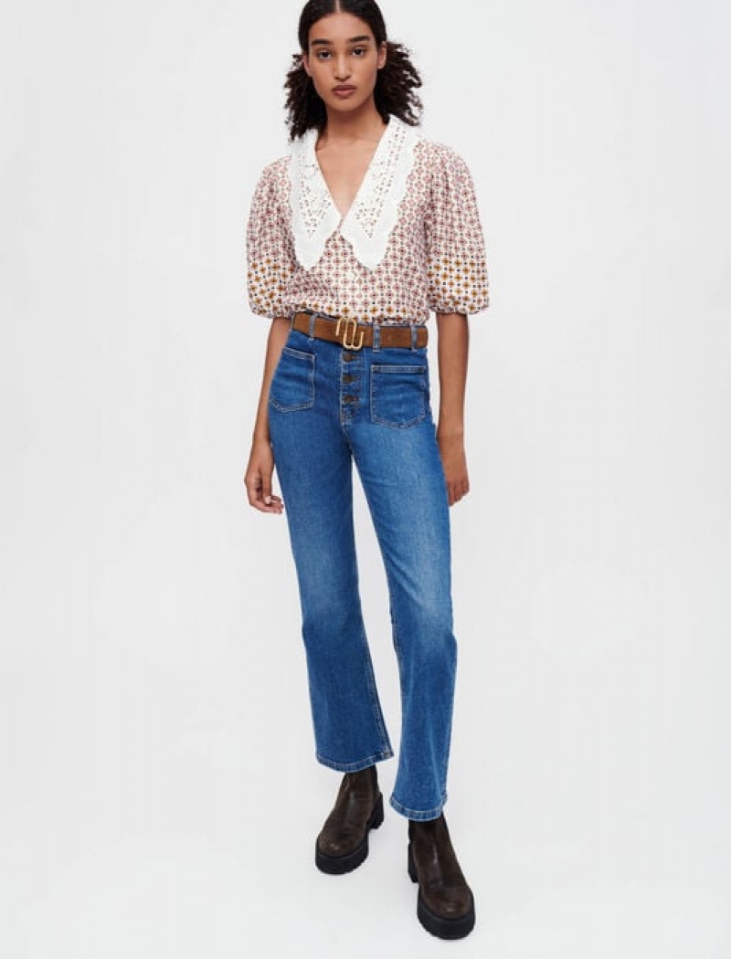 Maje Double-pocket With A Slight Flare Jeans Dames Blauw | JWZXCFR-02