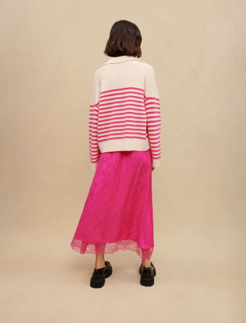 Maje Gestreept Breton Sweater Dames Roze | NOYXAFB-82