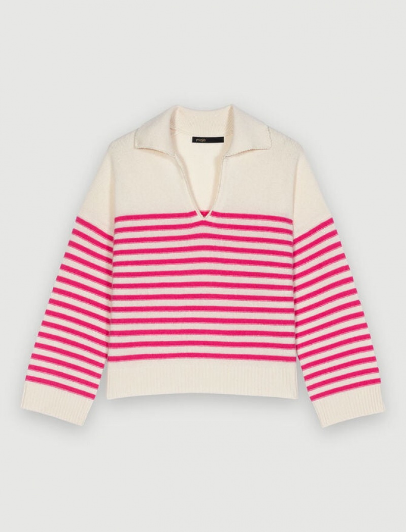 Maje Gestreept Breton Sweater Dames Roze | NOYXAFB-82