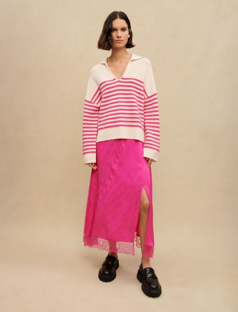 Maje Gestreept Breton Sweater Dames Roze | NOYXAFB-82