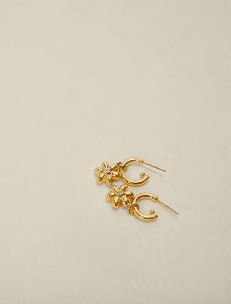 Maje Gold-tone Flower Hoops Sieraden Dames Goud | YLTFHOS-54