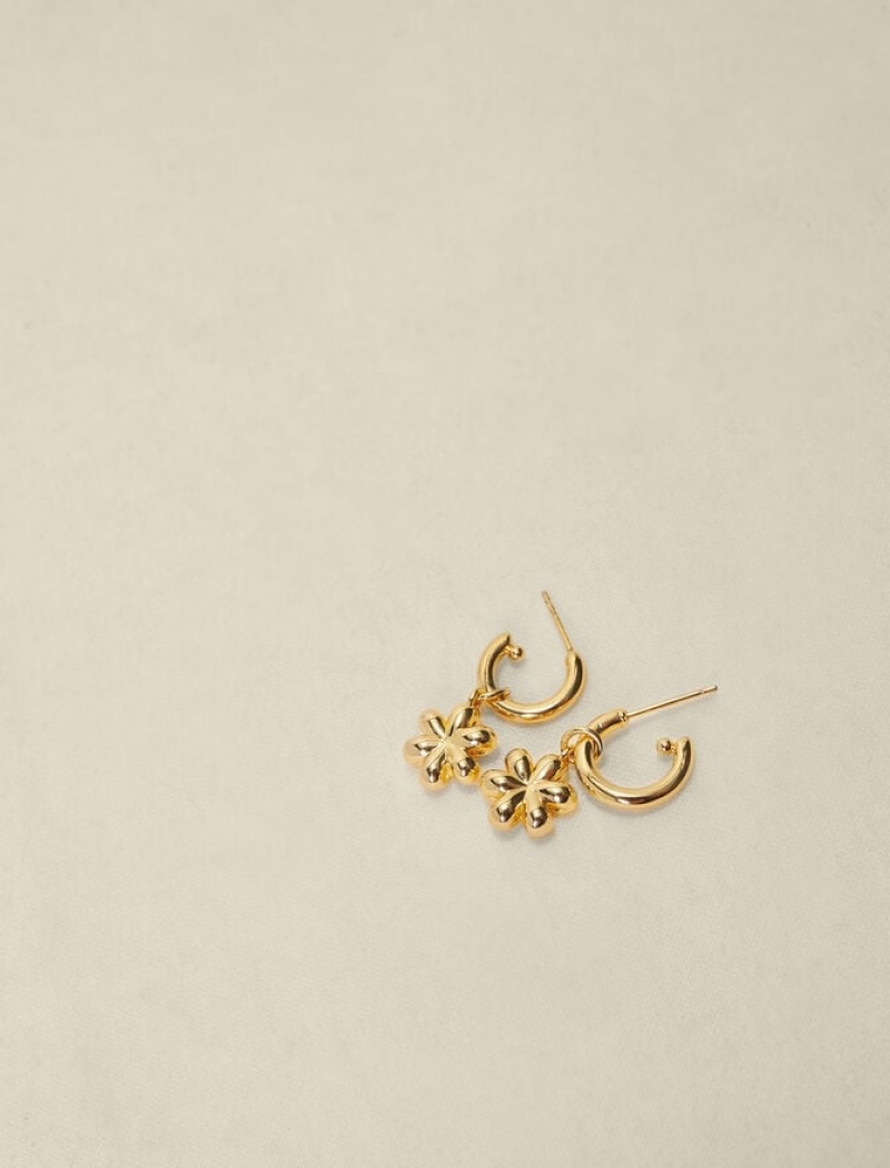 Maje Gold-tone Flower Hoops Sieraden Dames Goud | YLTFHOS-54