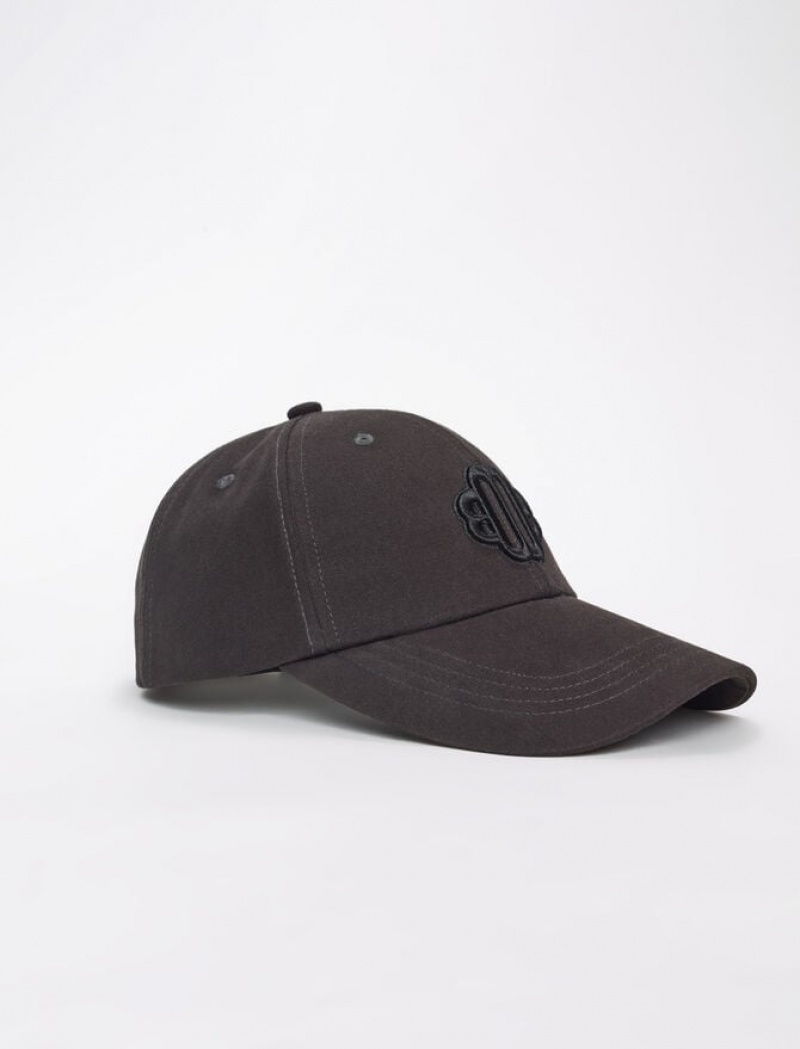 Maje Katoenen Baseball With Clover Logo Caps Dames Zwart | GLSOEIC-72