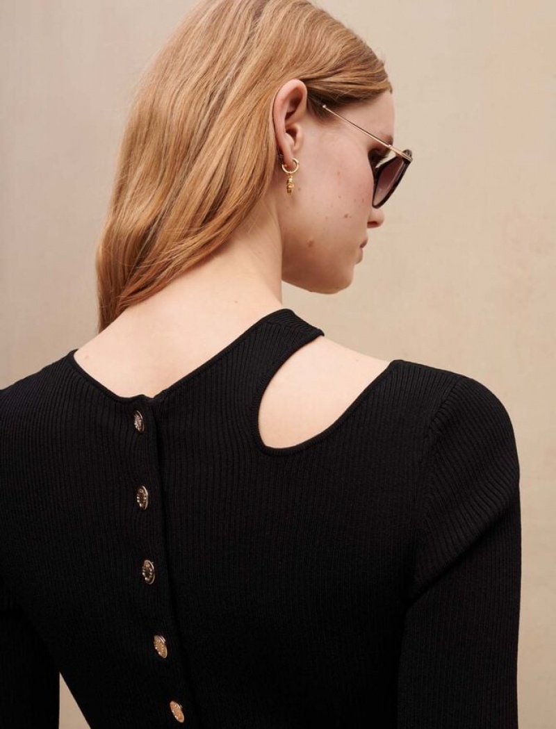 Maje Knit With Cut-out At The Shoulder Jurken Dames Zwart | LEZCTAK-82