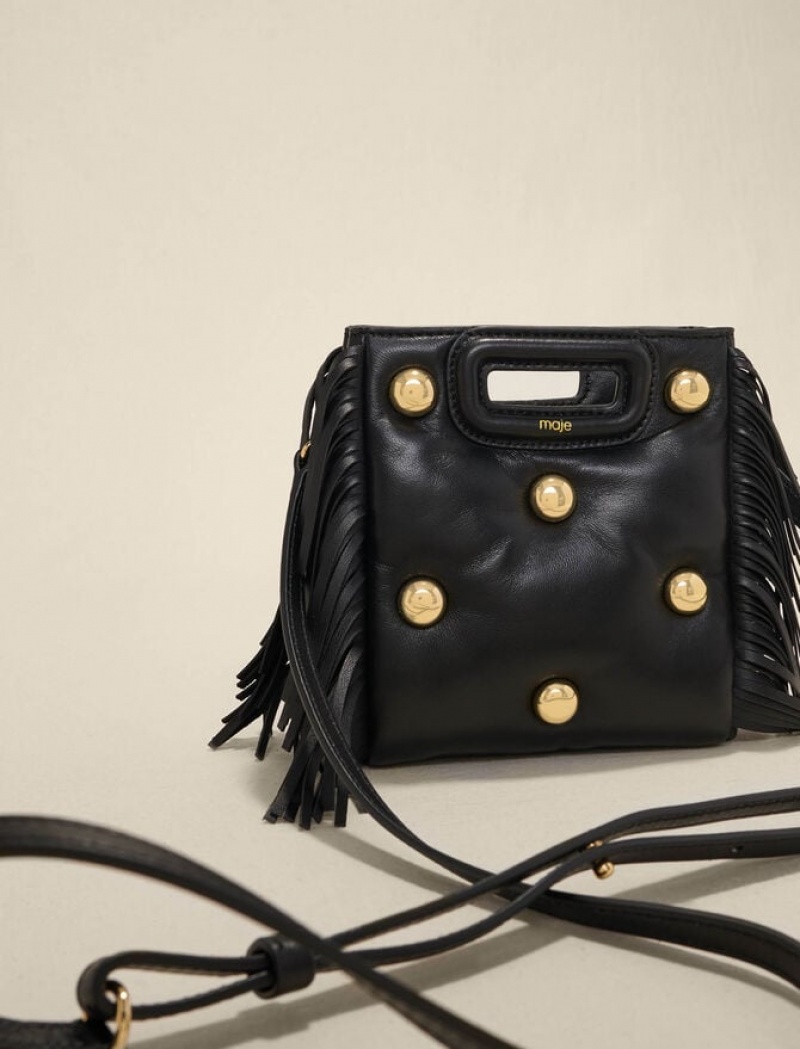 Maje Leren Gewatteerd With Studs Tassen Dames Zwart | YIJWZLO-27