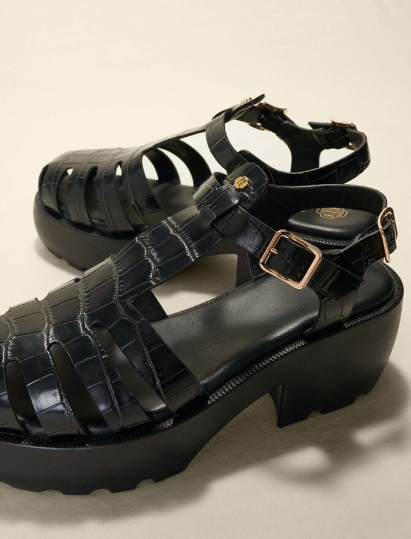 Maje Leren Lug-sole Sandalen Dames Zwart | OLKHWJD-94