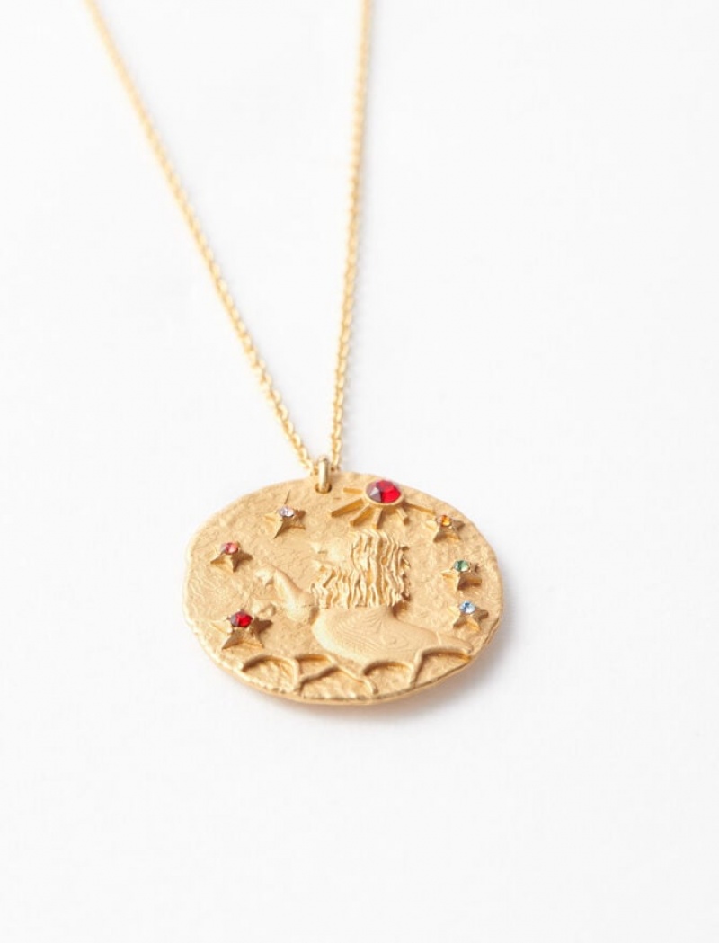 Maje Lion Zodiac Sign Sieraden Dames Goud | JKRZALX-63