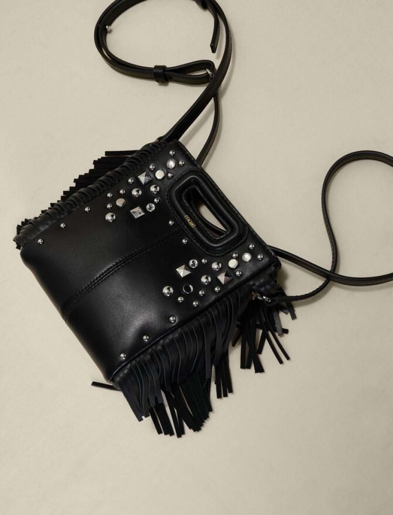 Maje M Mini In Studded Leren Tassen Dames Zwart | FWITSNY-34