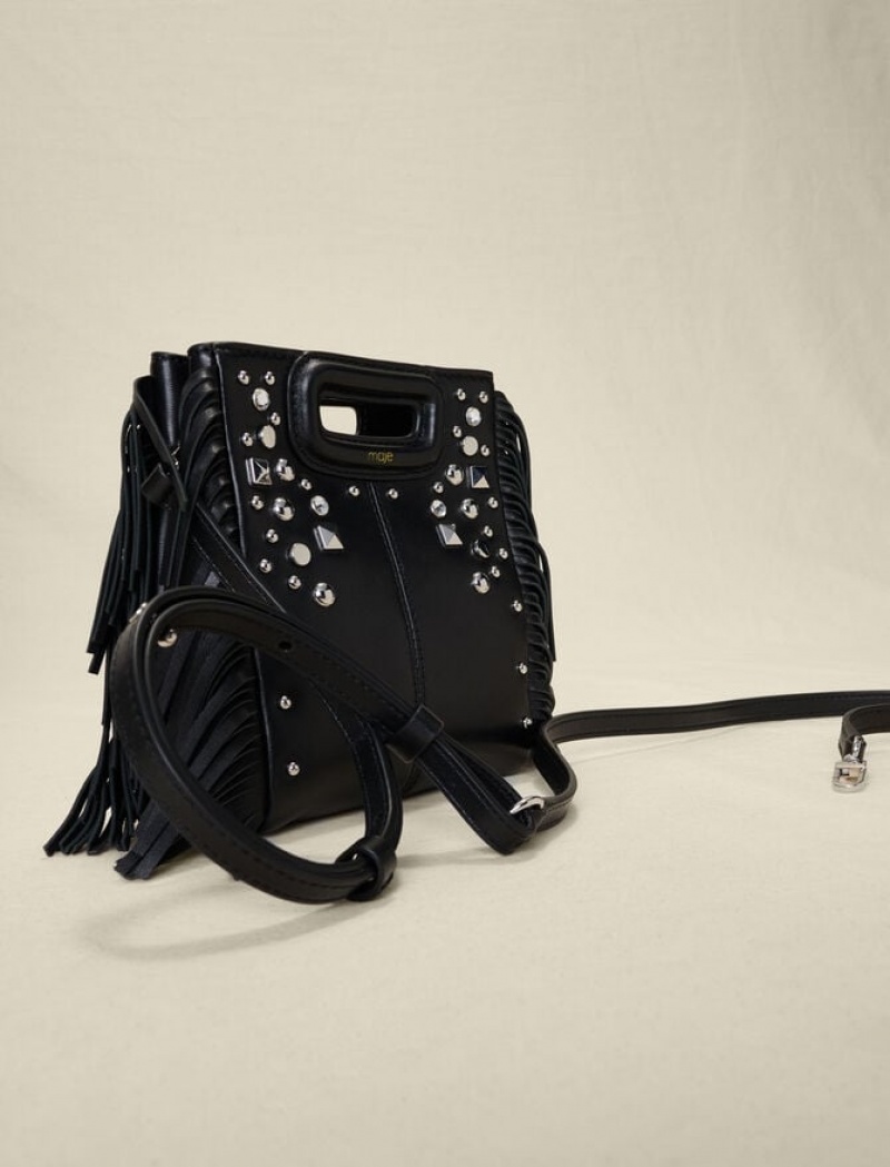 Maje M Mini In Studded Leren Tassen Dames Zwart | FWITSNY-34