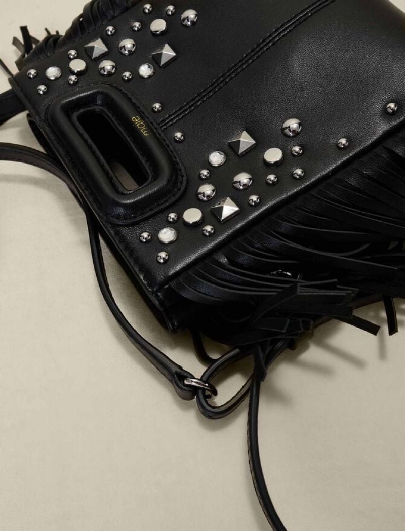 Maje M Mini In Studded Leren Tassen Dames Zwart | FWITSNY-34