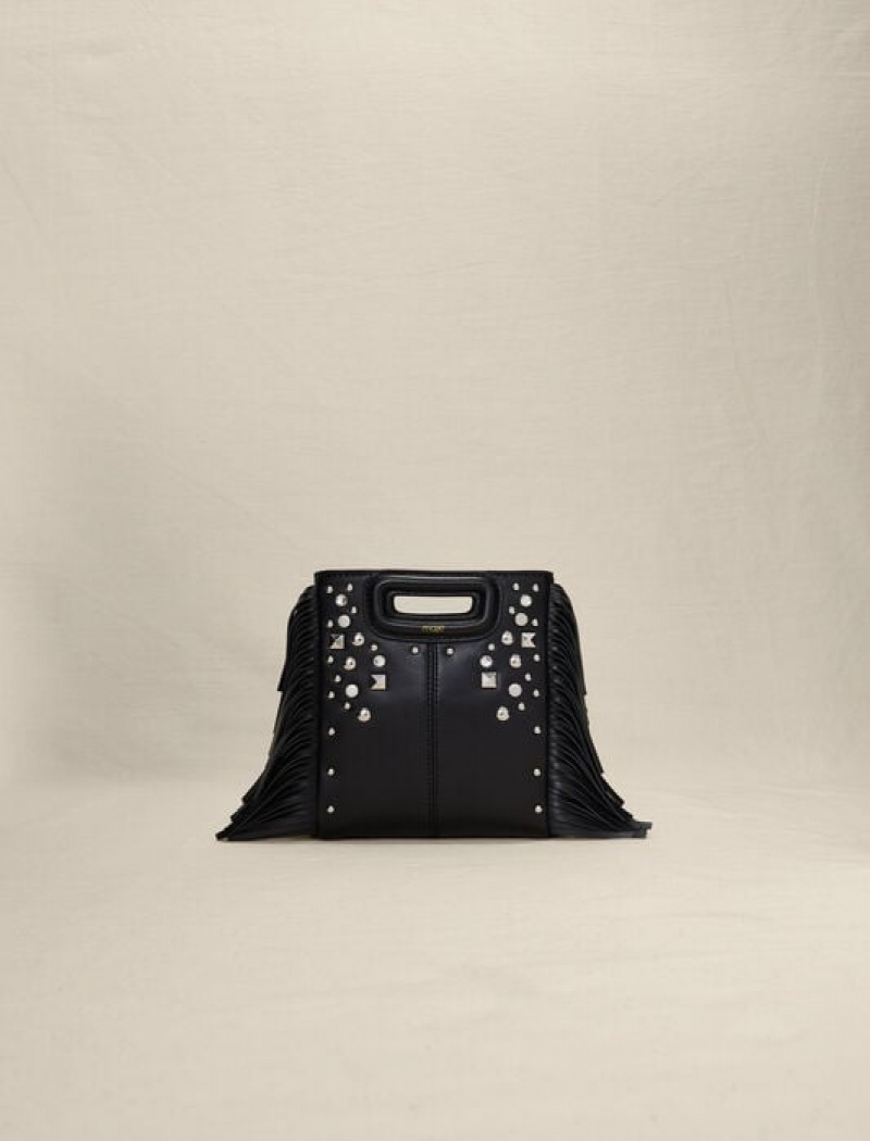 Maje M Mini In Studded Leren Tassen Dames Zwart | FWITSNY-34