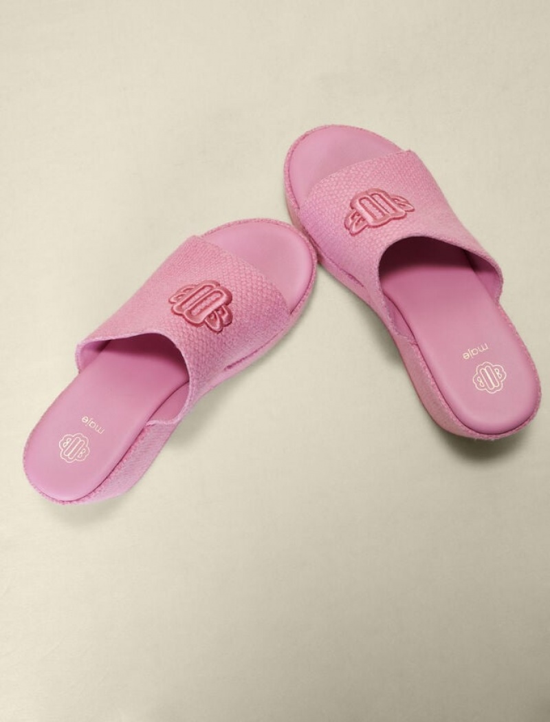 Maje Platform Logo Sandalen Dames Fuchsie Roze | QLSRTKI-85