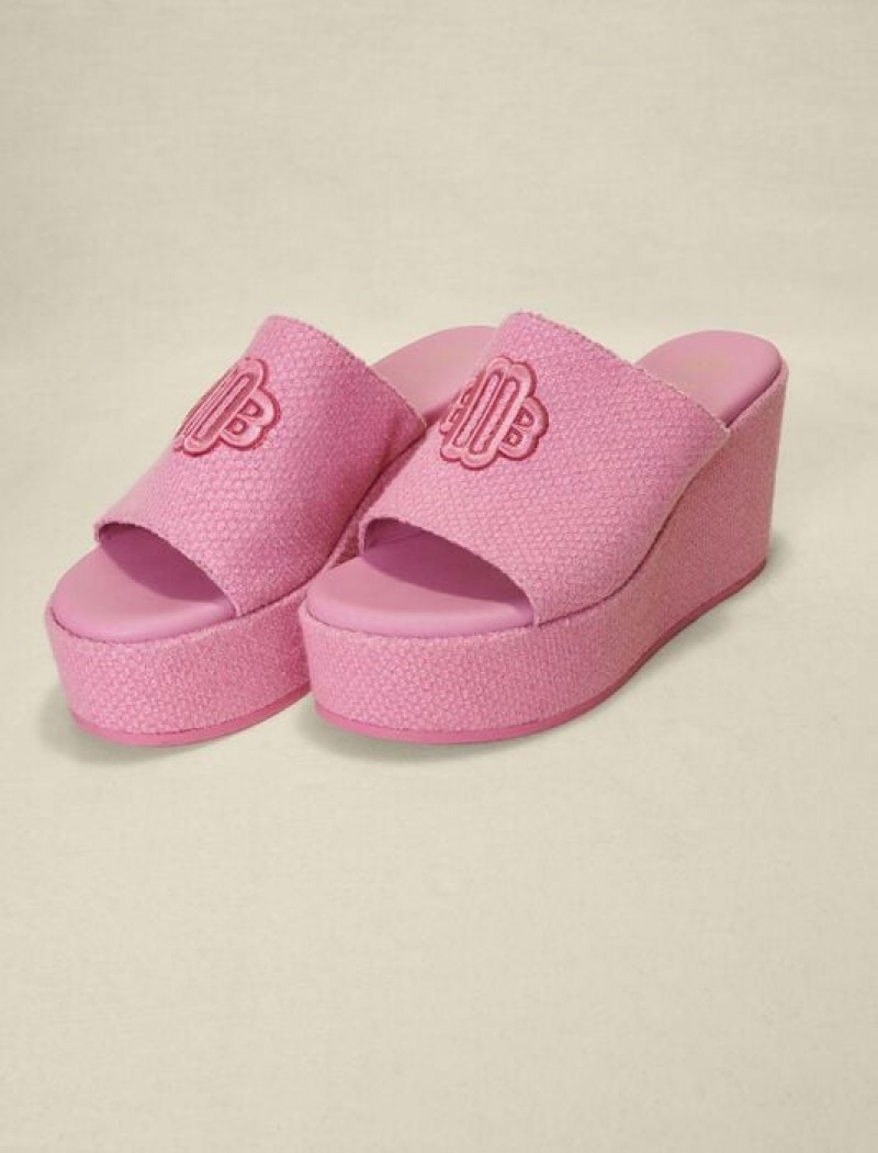 Maje Platform Logo Sandalen Dames Fuchsie Roze | QLSRTKI-85