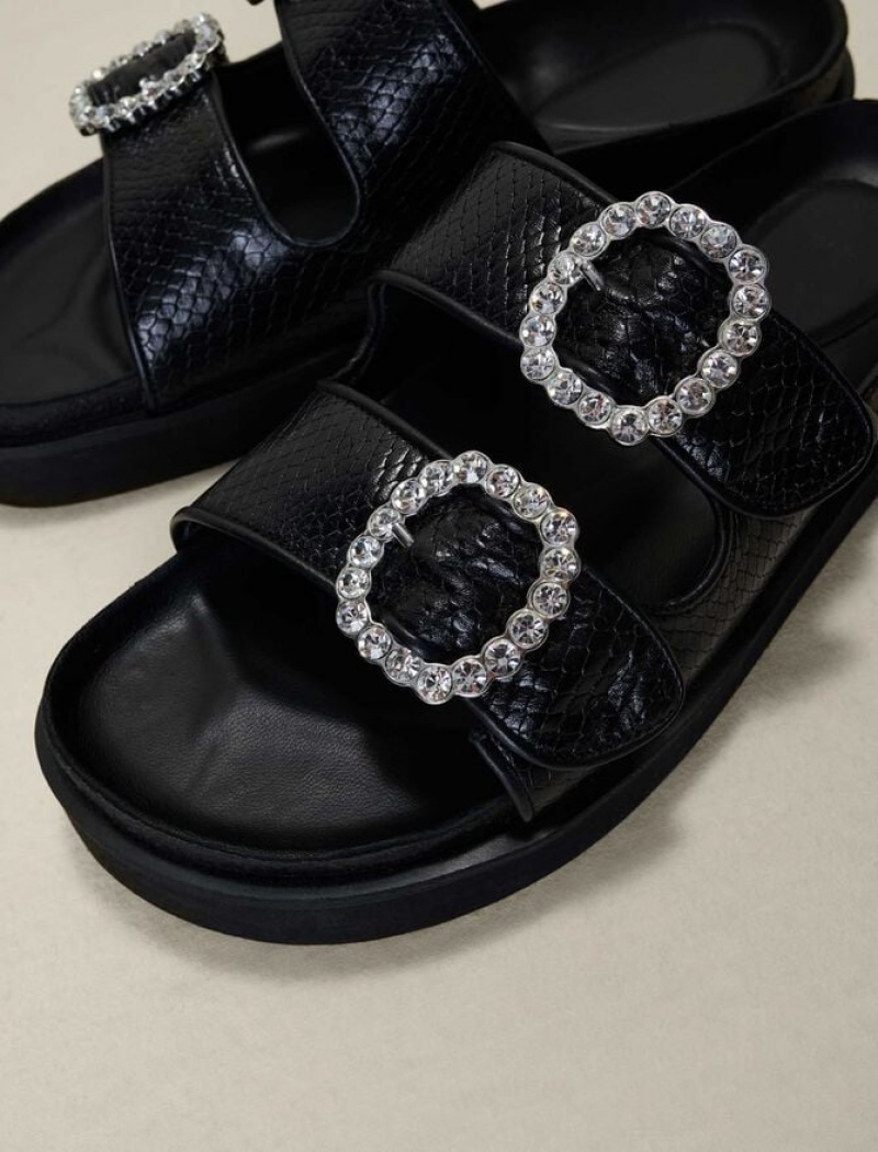 Maje Rhinestone Buckles Sandalen Dames Zwart | AMFHTBV-25