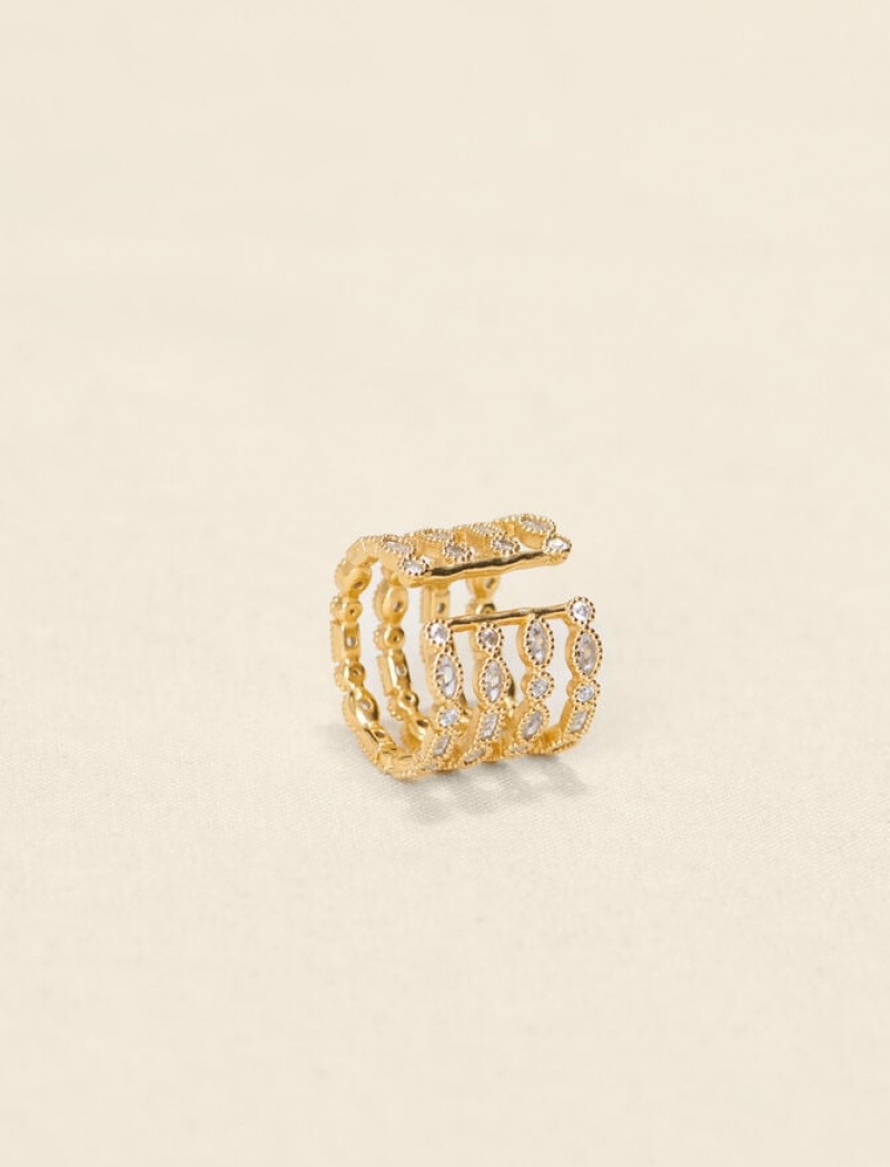 Maje Stone-studded Ring Sieraden Dames Goud | AZCMPGI-86