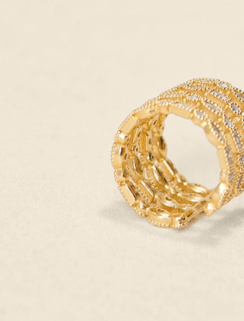 Maje Stone-studded Ring Sieraden Dames Goud | AZCMPGI-86