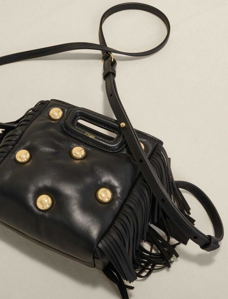 Maje Studded Gewatteerd Leren Mini Tassen Dames Zwart | LQGWYDI-82