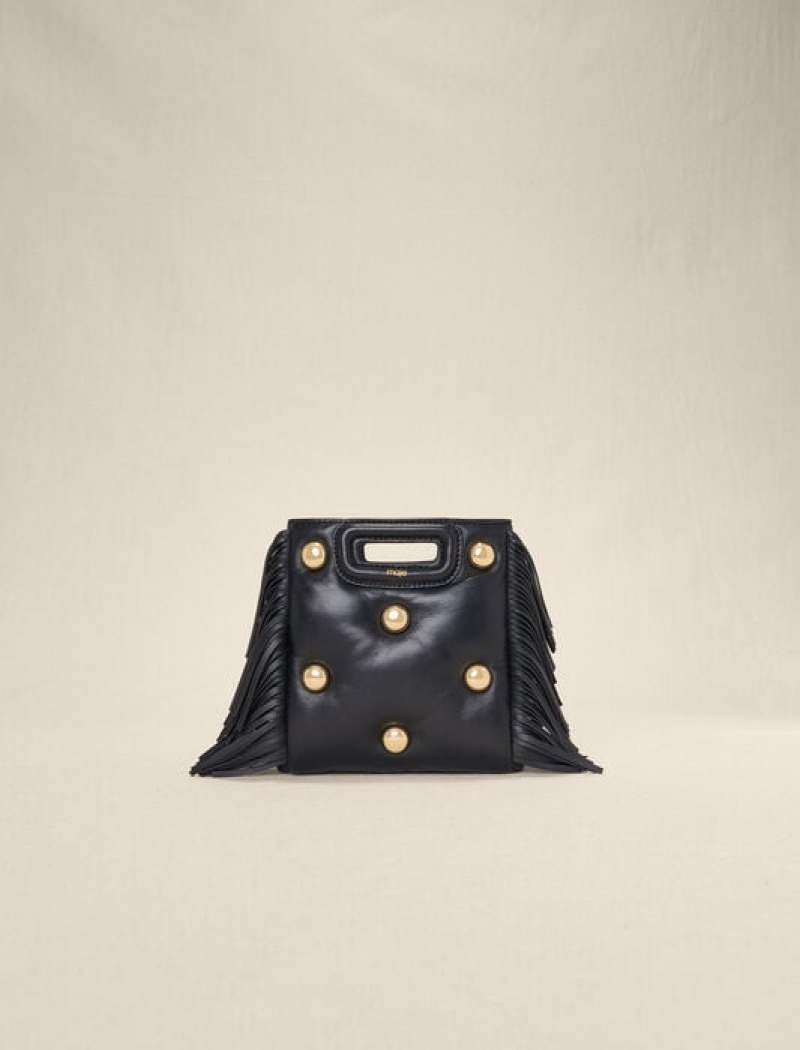 Maje Studded Gewatteerd Leren Mini Tassen Dames Zwart | LQGWYDI-82