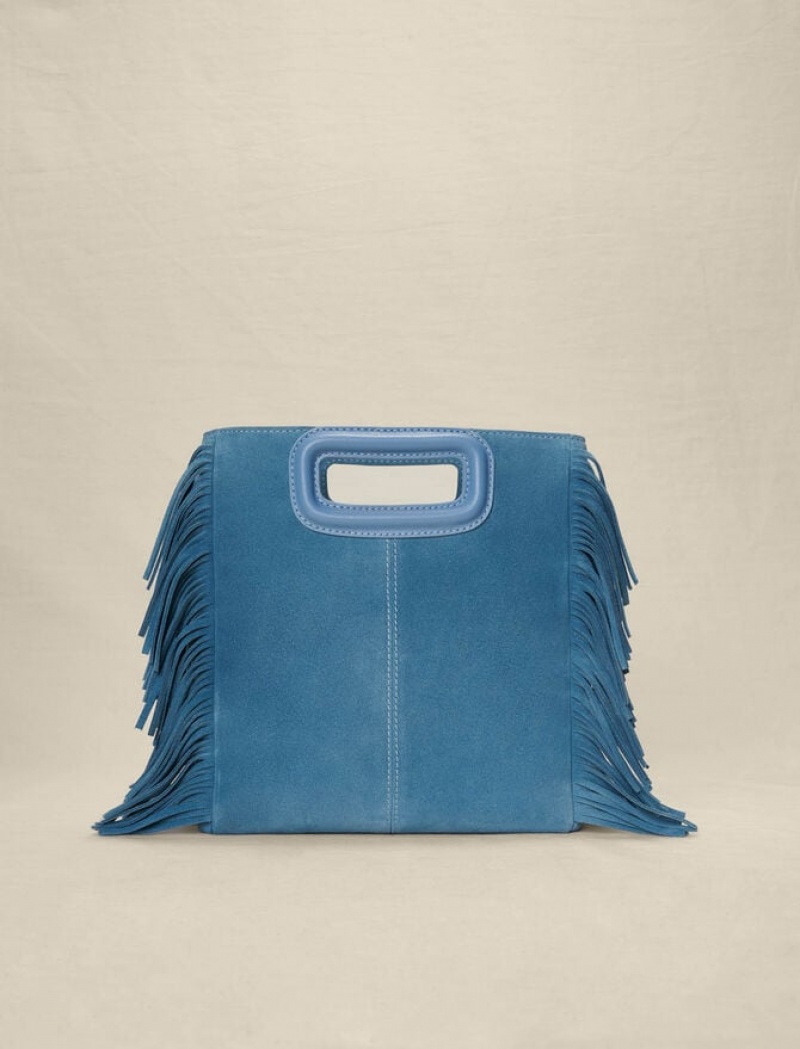 Maje Studded Leren With Fringing Tassen Dames Blauw | ZKTWUFJ-37