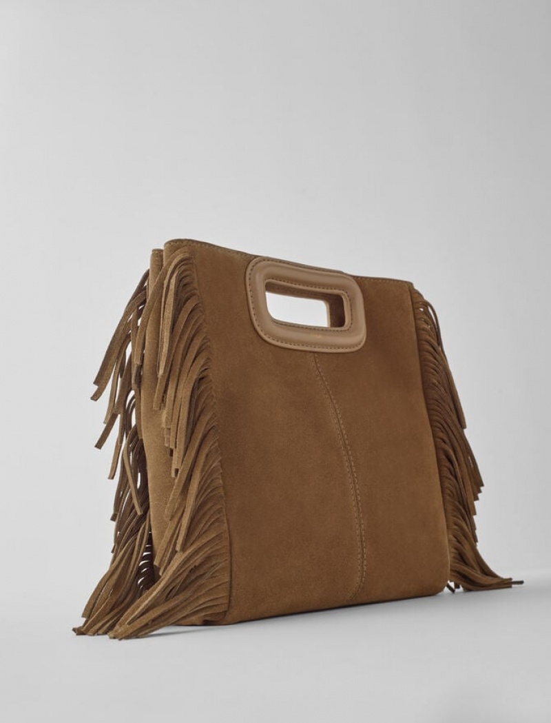 Maje Suede With Fringing Tassen Dames Bruin | QLAPYHN-26