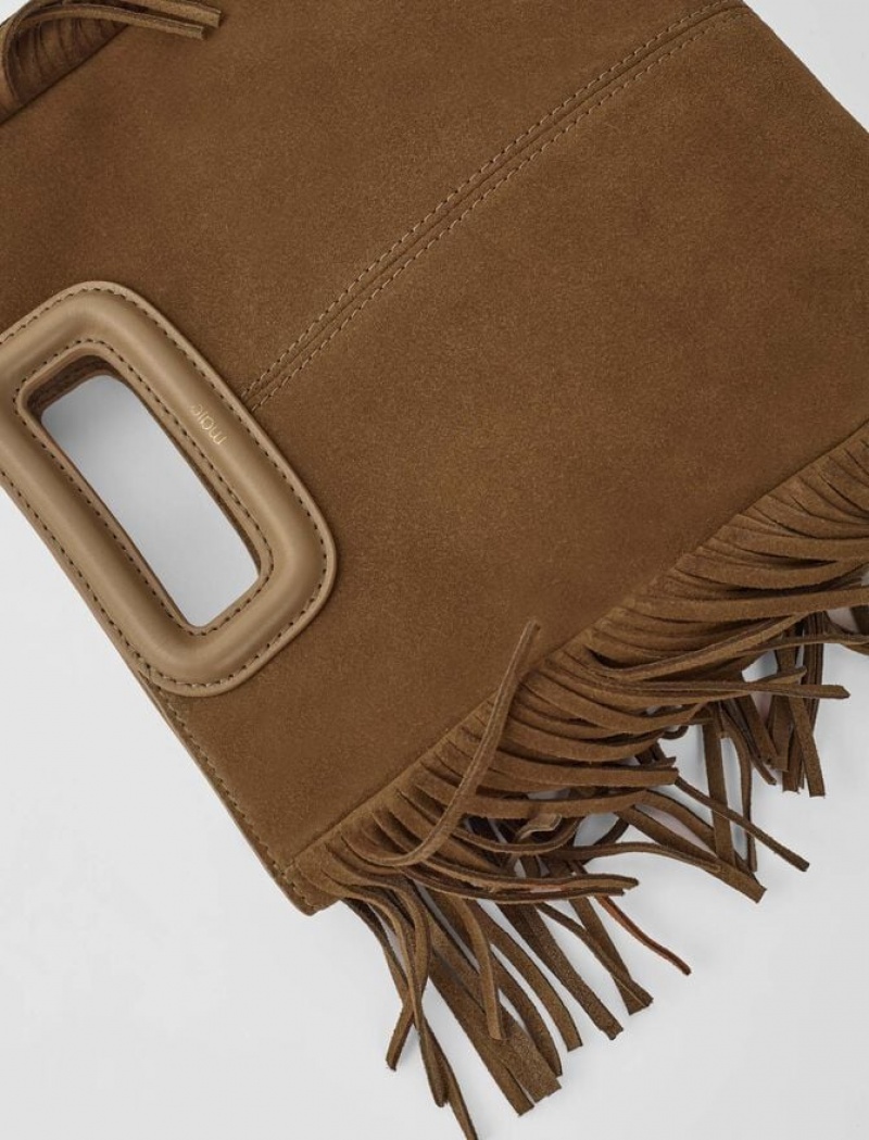 Maje Suede With Fringing Tassen Dames Bruin | QLAPYHN-26