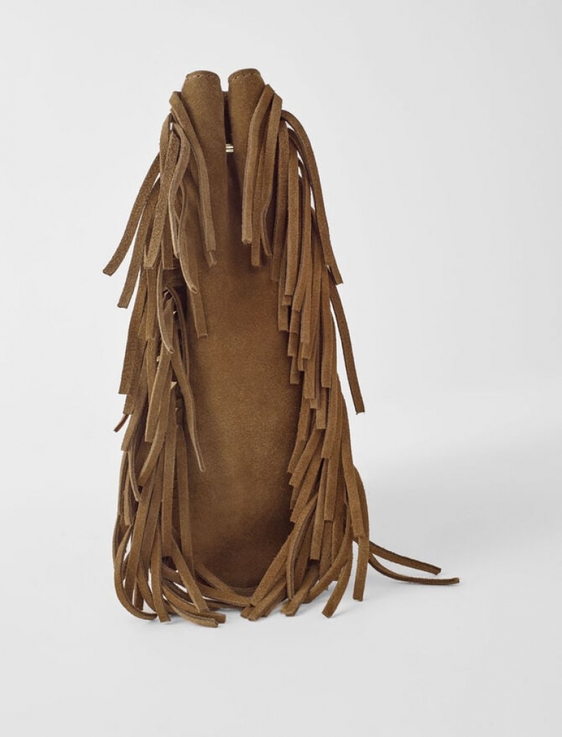 Maje Suede With Fringing Tassen Dames Bruin | QLAPYHN-26