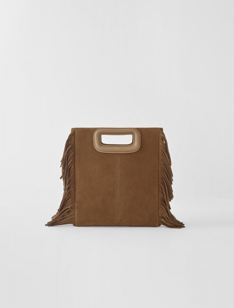 Maje Suede With Fringing Tassen Dames Bruin | QLAPYHN-26