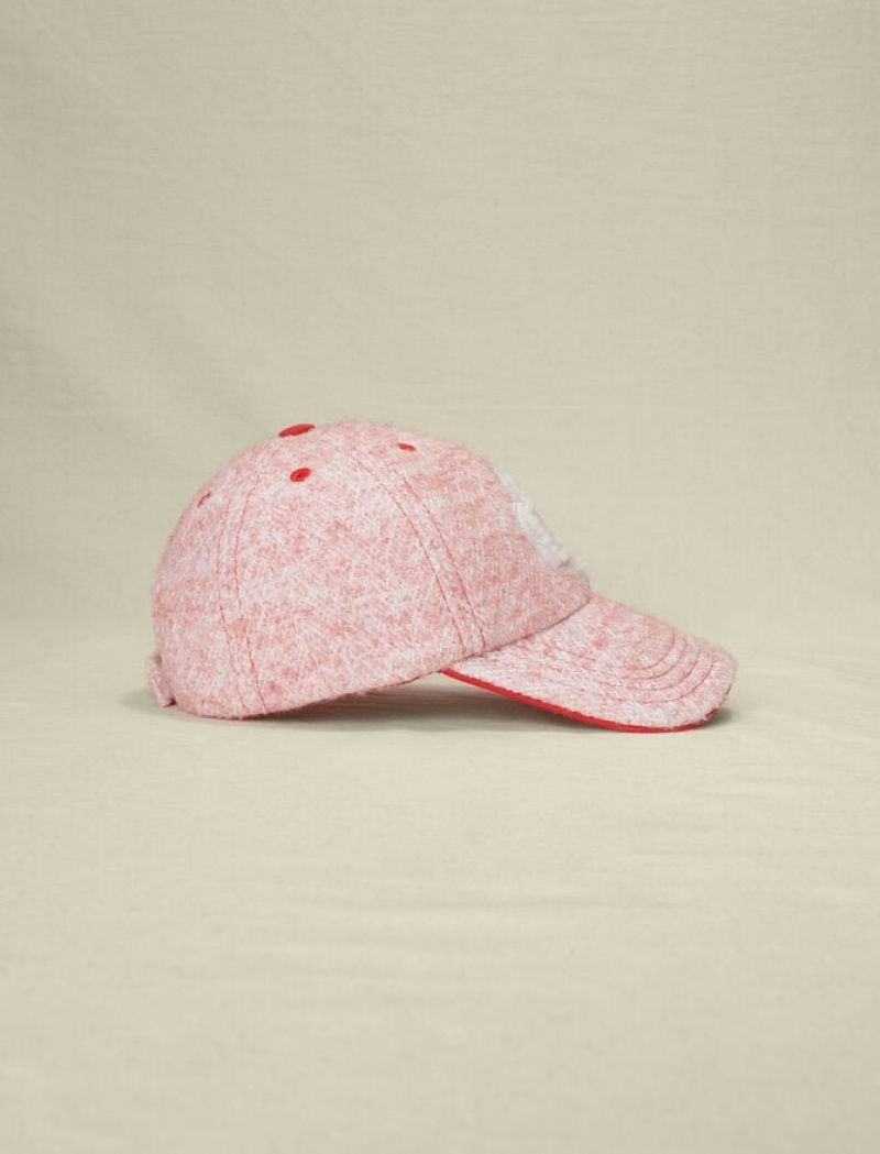 Maje Tweed-effect Baseball Caps Dames Roze | IXCMZEF-35