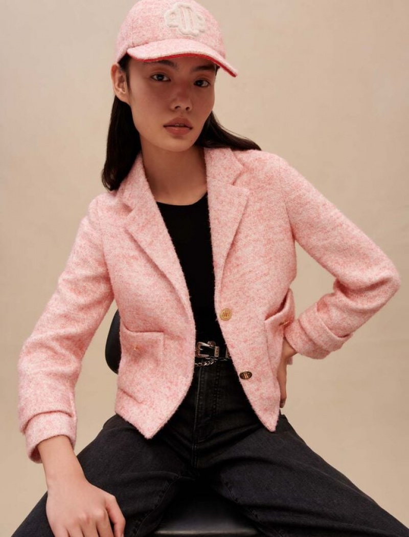 Maje Tweed-effect Baseball Caps Dames Roze | IXCMZEF-35