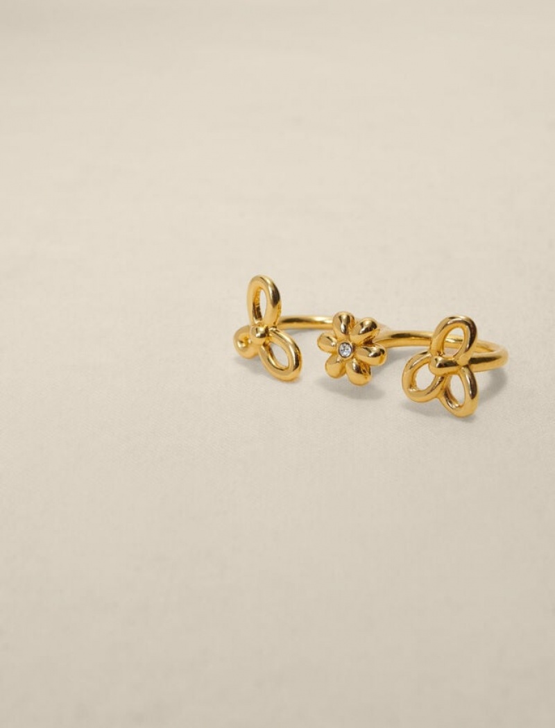 Maje Two Finger Flower Sieraden Dames Goud | BSOWJRC-20